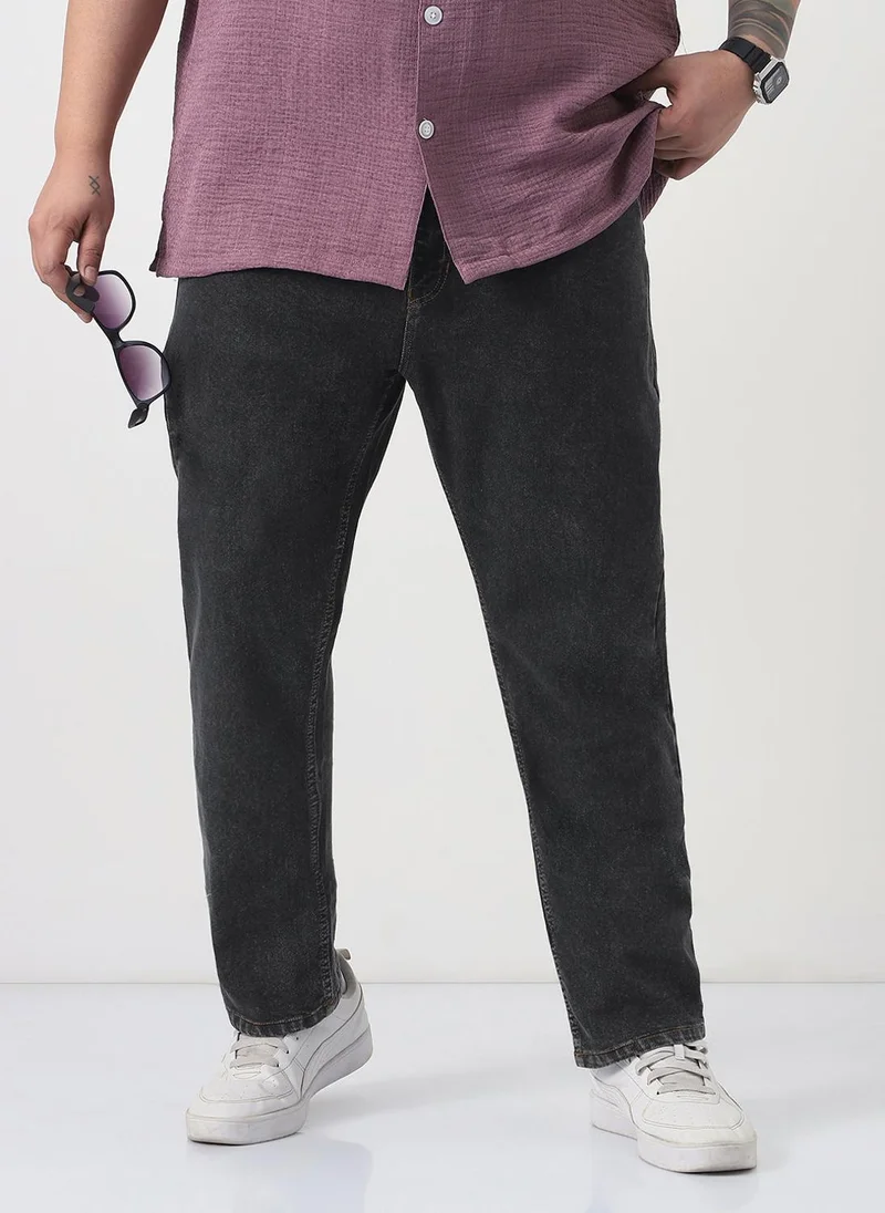 Urbano Plus Men's Dark Grey Slim Fit Washed Denim Jeans Stretchable